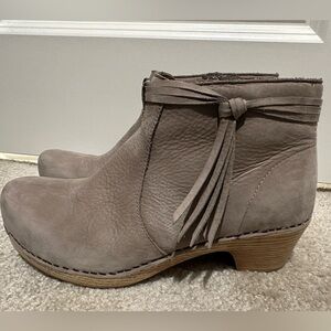 Dansko Beige Nubuck Booties, Size 41
